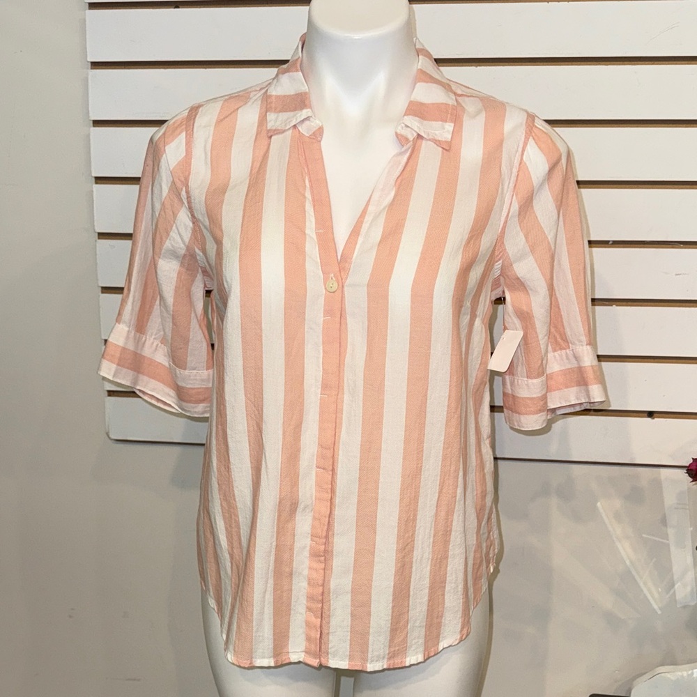 J. Crew Striped Pink and White Women's Pullover Top